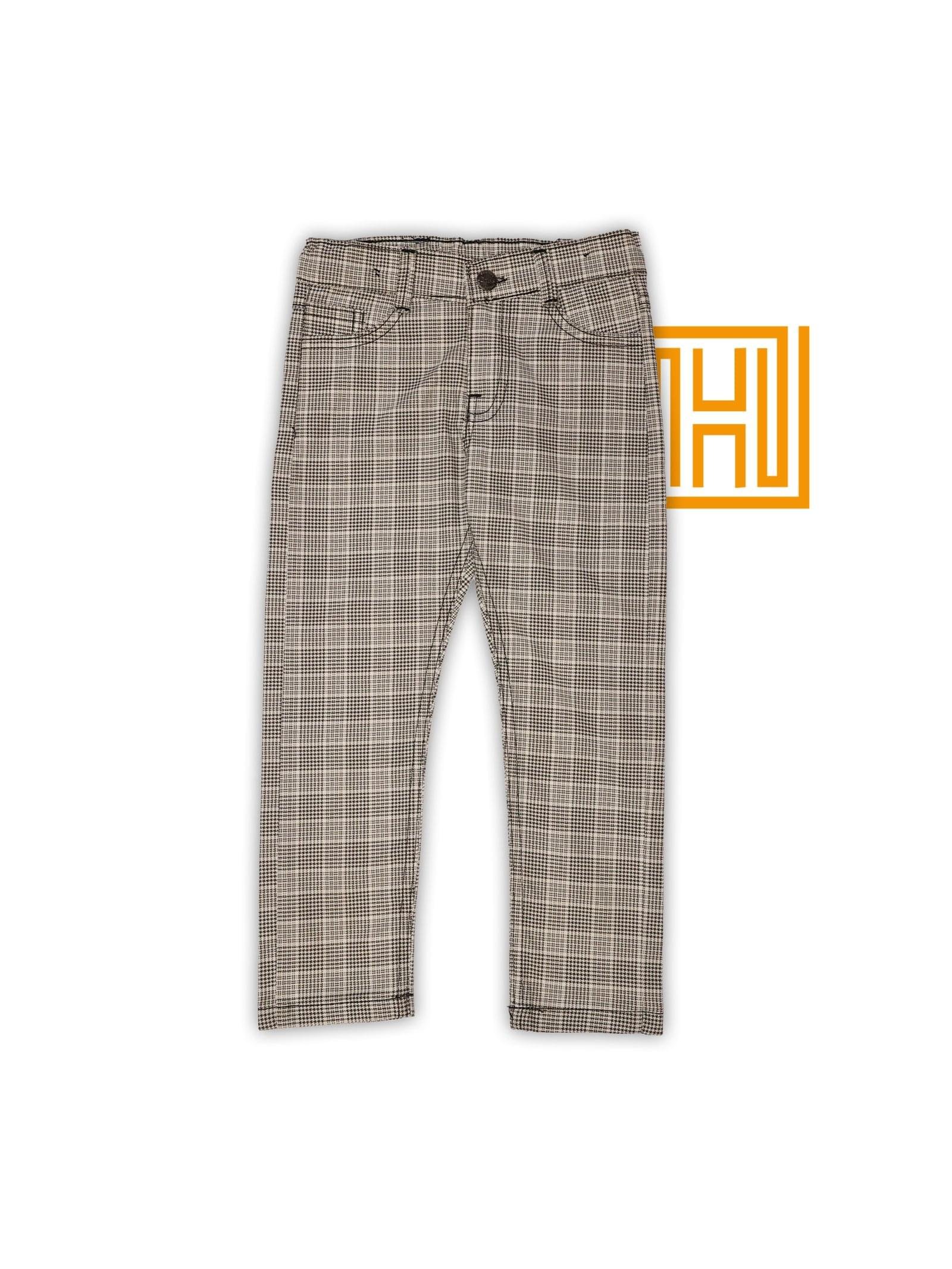 Premium Brownish Creamy White Checkered Cotton Pant