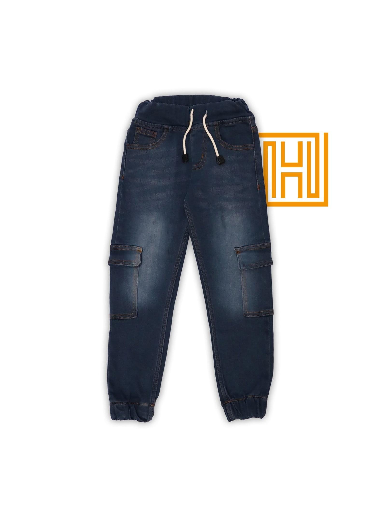 Dark Blue Denim Cargo Pants