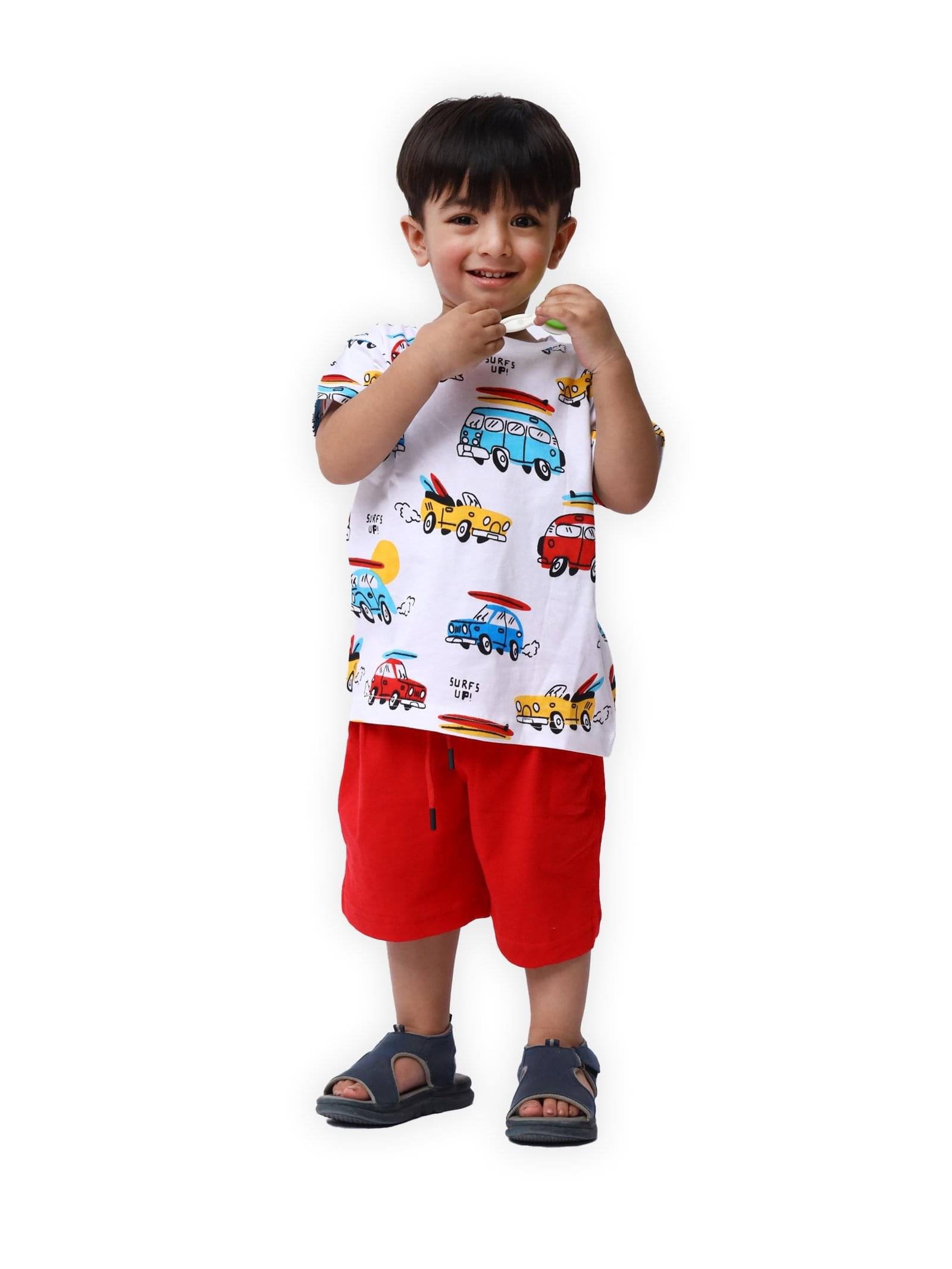 Multi Car Shirt With Red Nikker