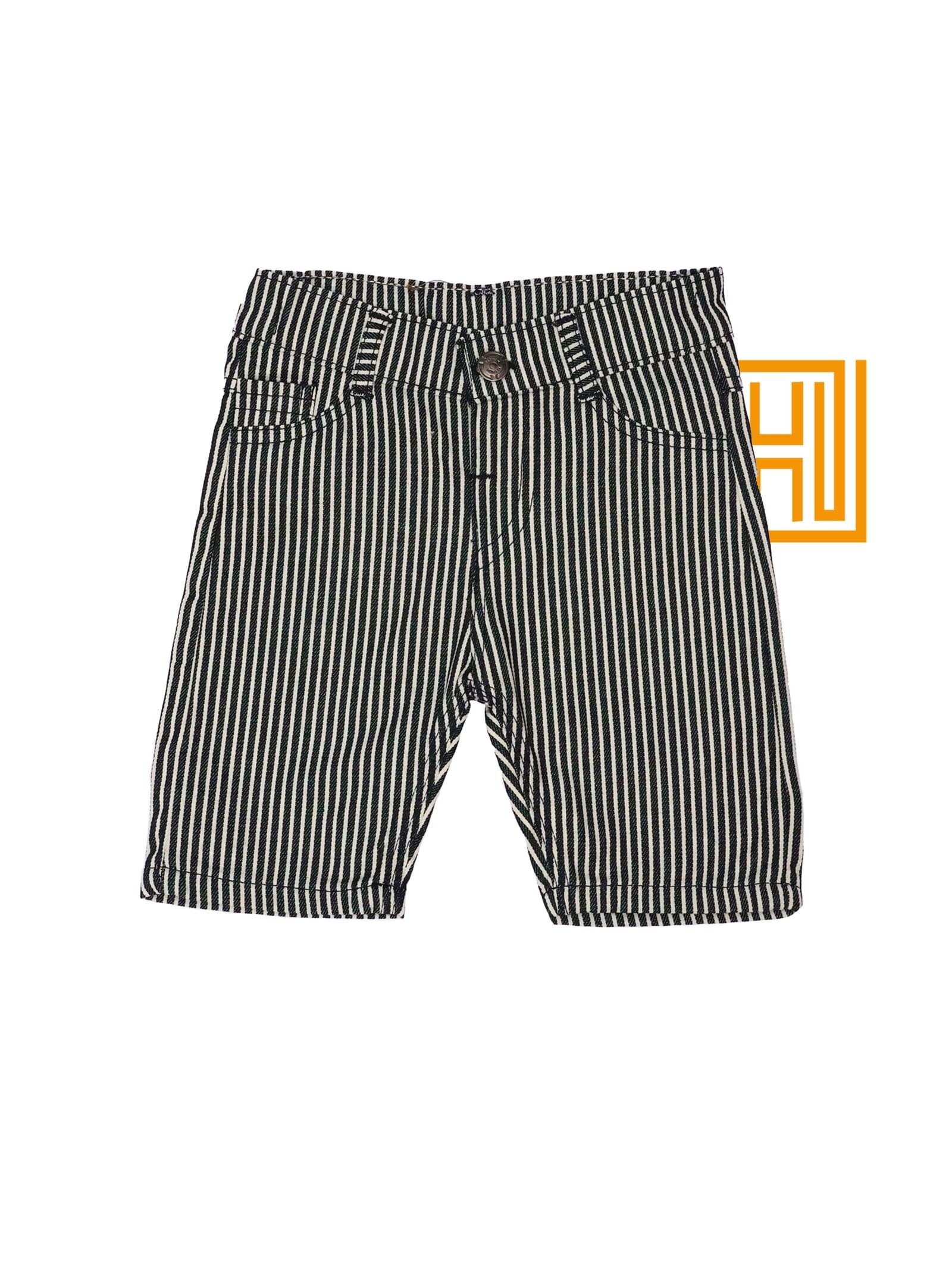 Premium Black and White Stripes Denim Short S04