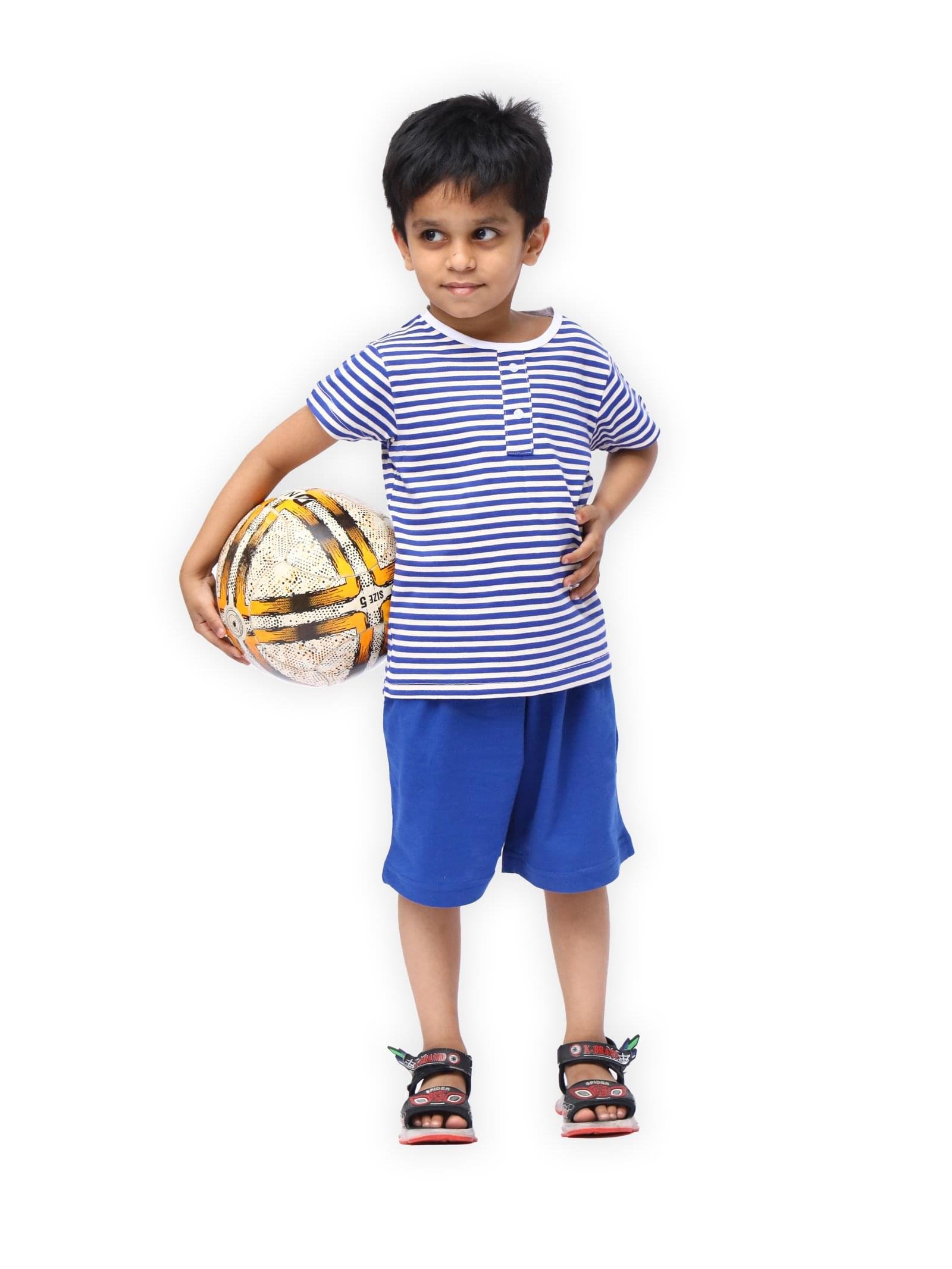 Blue White Stripes T-Shirt With Blue Nikker